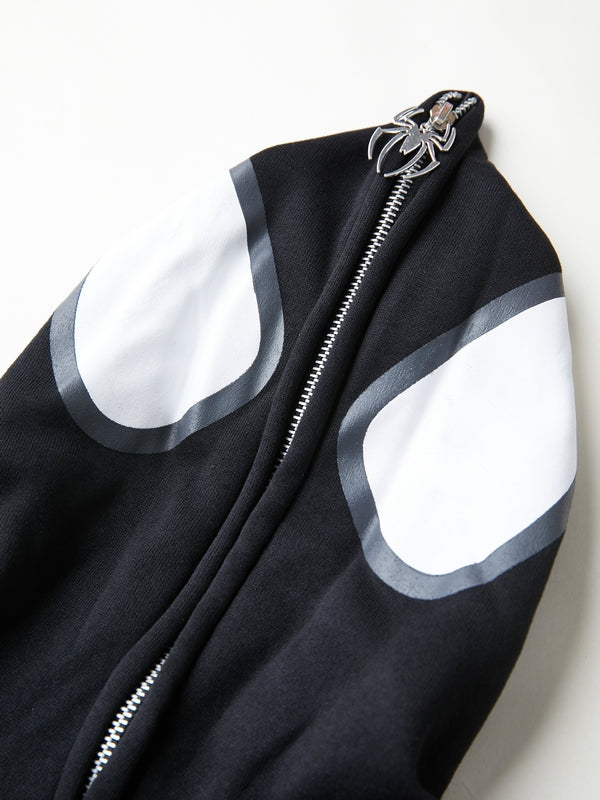 Stilla | Hoodie med Lynlås og Edderkoppemønster