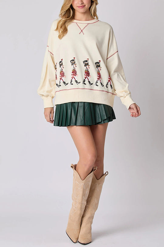 Stilla | Jule Soldat Pailletter Langærmet Fritids Sweatshirt