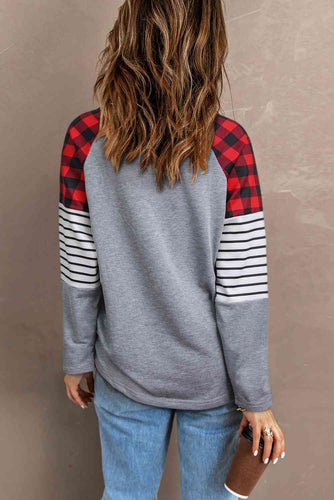 Stilla | Mixed Print Letter Graphic Raglan Ærme Top