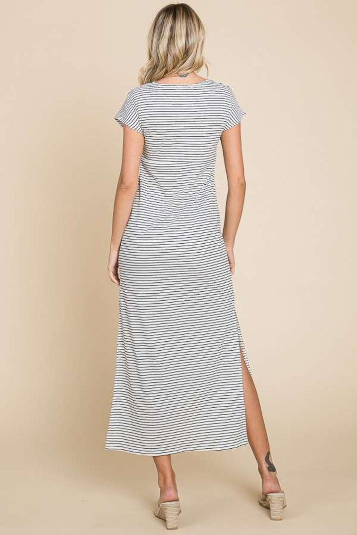 Stilla | Code Full Size Striped Twisted Detail Kjole