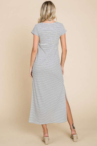 Stilla | Code Full Size Striped Twisted Detail Kjole