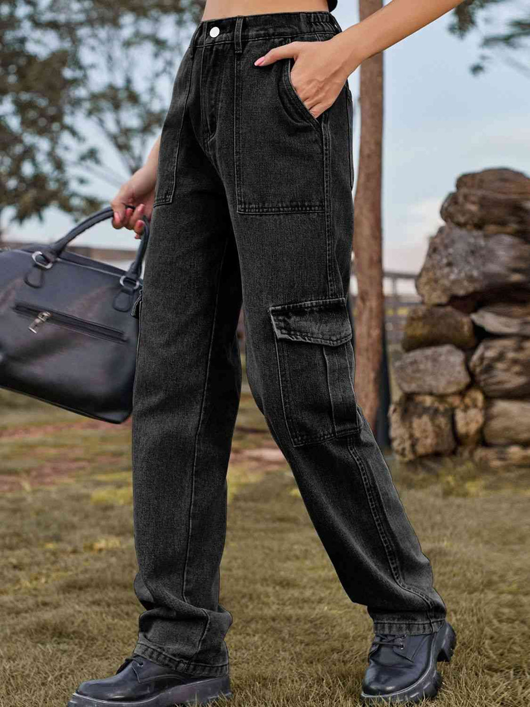 Stilla | Talje Cargo Jeans