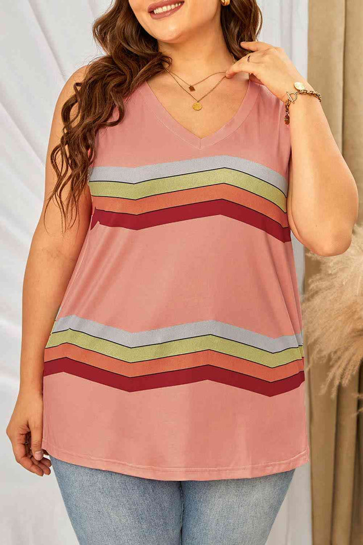 Stilla | Plus Size Printed V-hals Tank