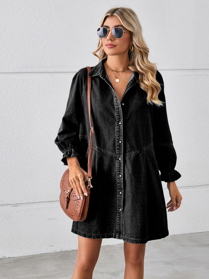 Stilla | Up Flounce Sleeve Mini Denim Dress