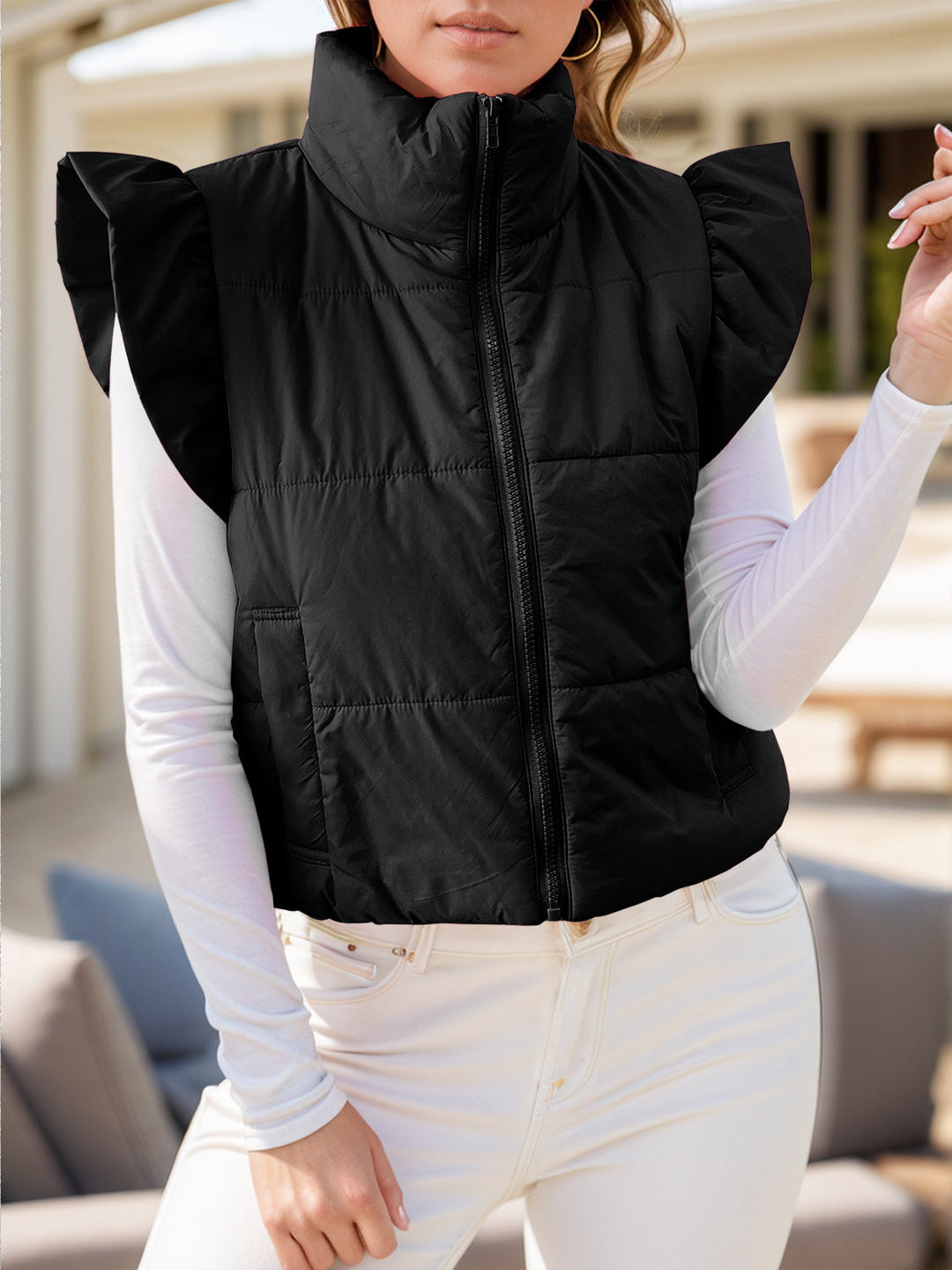 Stilla | Zip Up Cap Sleeve Jakke
