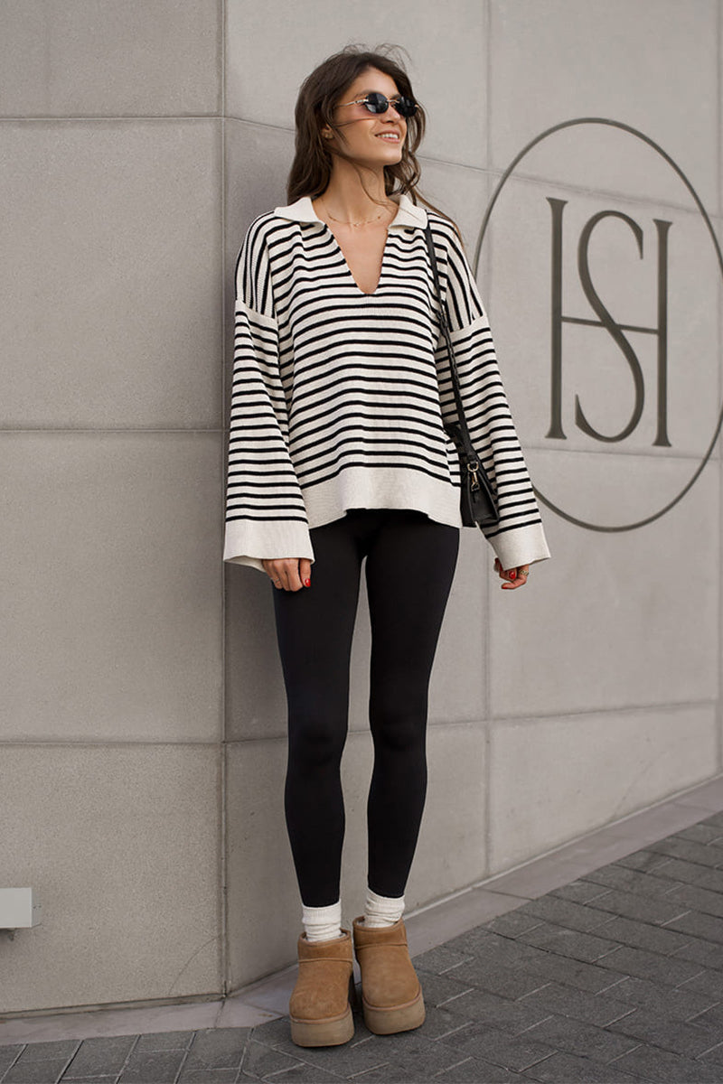 Stilla | Cozy Stribet Strikket Turtleneck Sweater