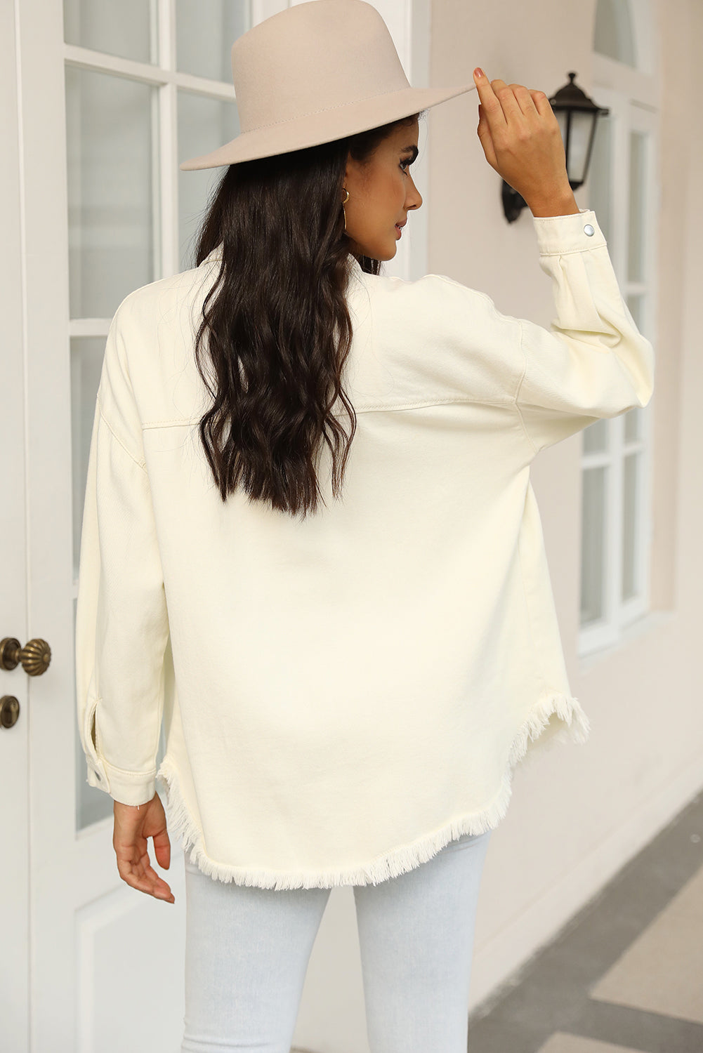 Stilla | Snap Down Raw Hem Denim Jakke