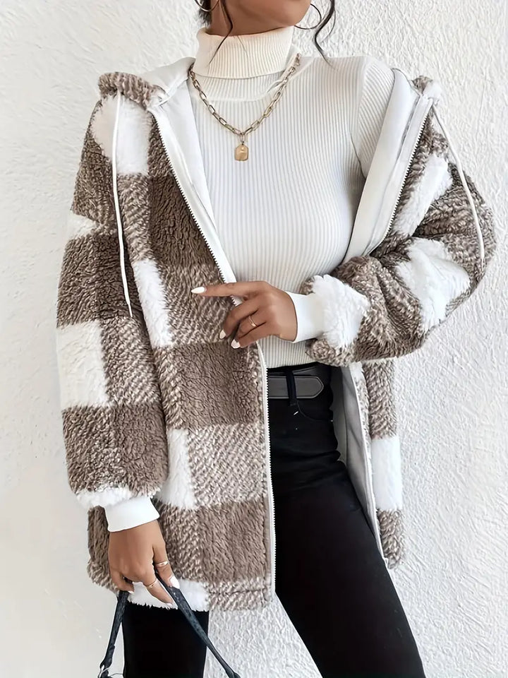 Skovae | Ternet Teddy Hoodie Jakke Warm og Komfortabel til Vinteren