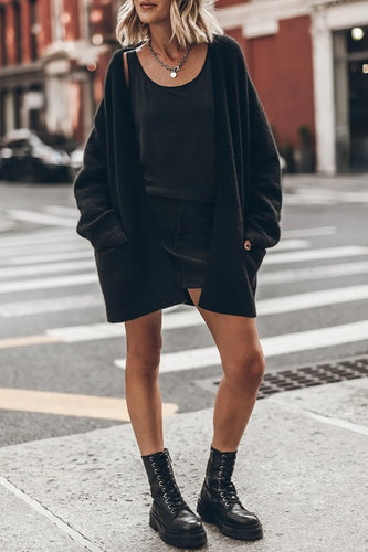 Stilla | Klar til efteråret strikjakke med lange ærmer og oversized lomme