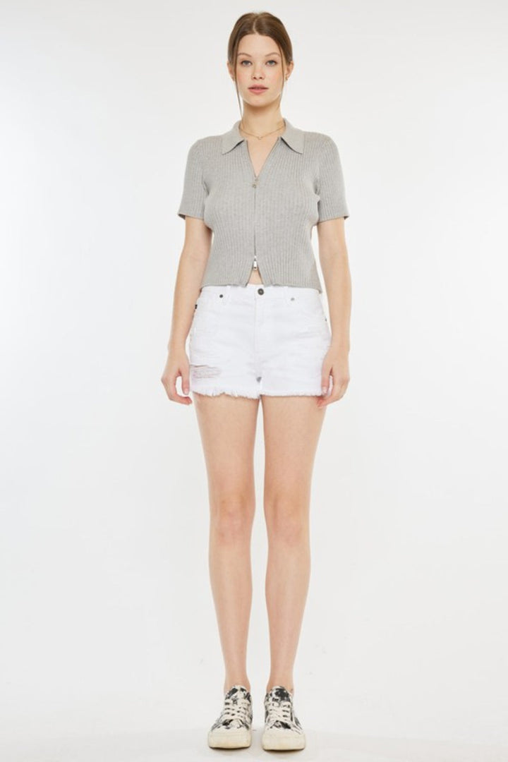 Stilla | Raw Hem Distressed Denim Shorts