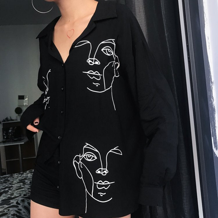 Dame kunstfærdigt designet langærmet bluse Stilla