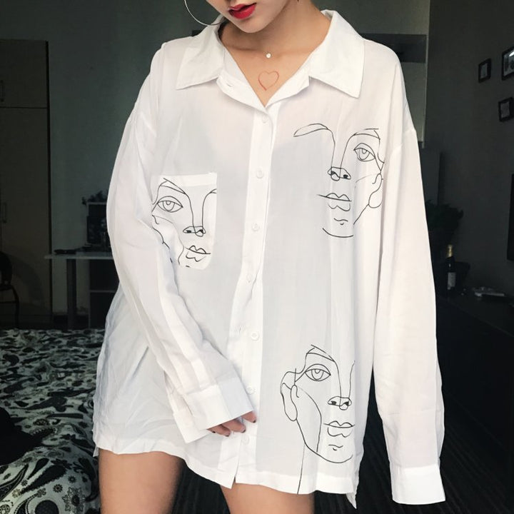 Dame kunstfærdigt designet langærmet bluse Stilla