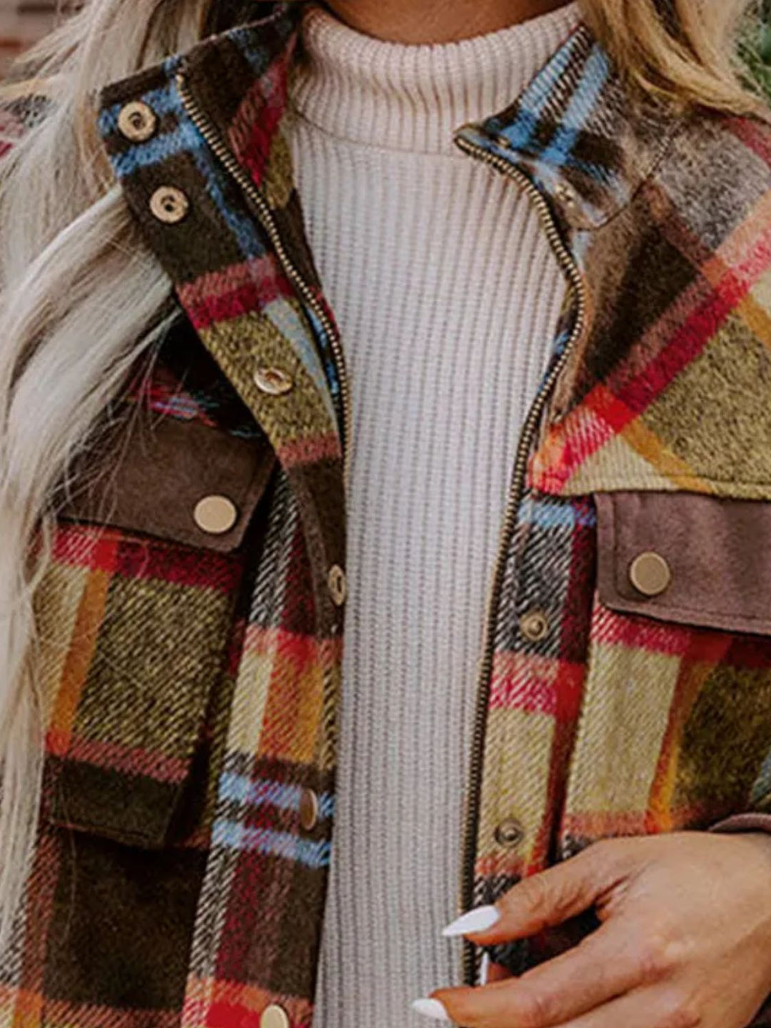 Stilla | Checket Blazer med Lange Ærmer og Lommer