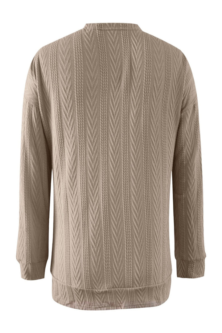 Stilla | Plus Size Tekstureret Åben Front Langærmet Cardigan