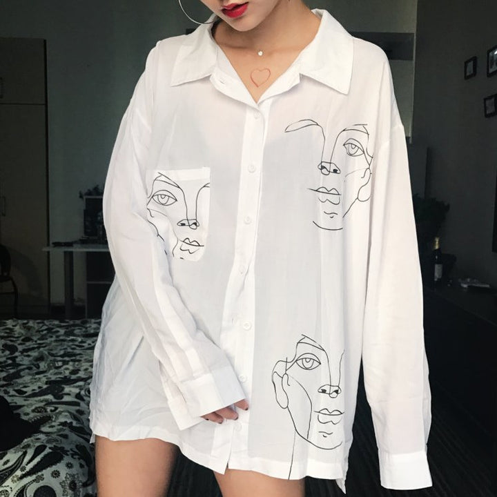 Dame kunstfærdigt designet langærmet bluse Stilla