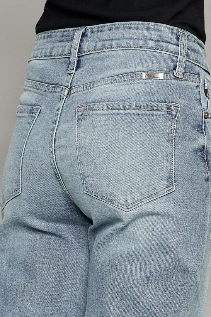 Stilla | Høj Talje Raw Hem Beskåret Bred Ben Jeans