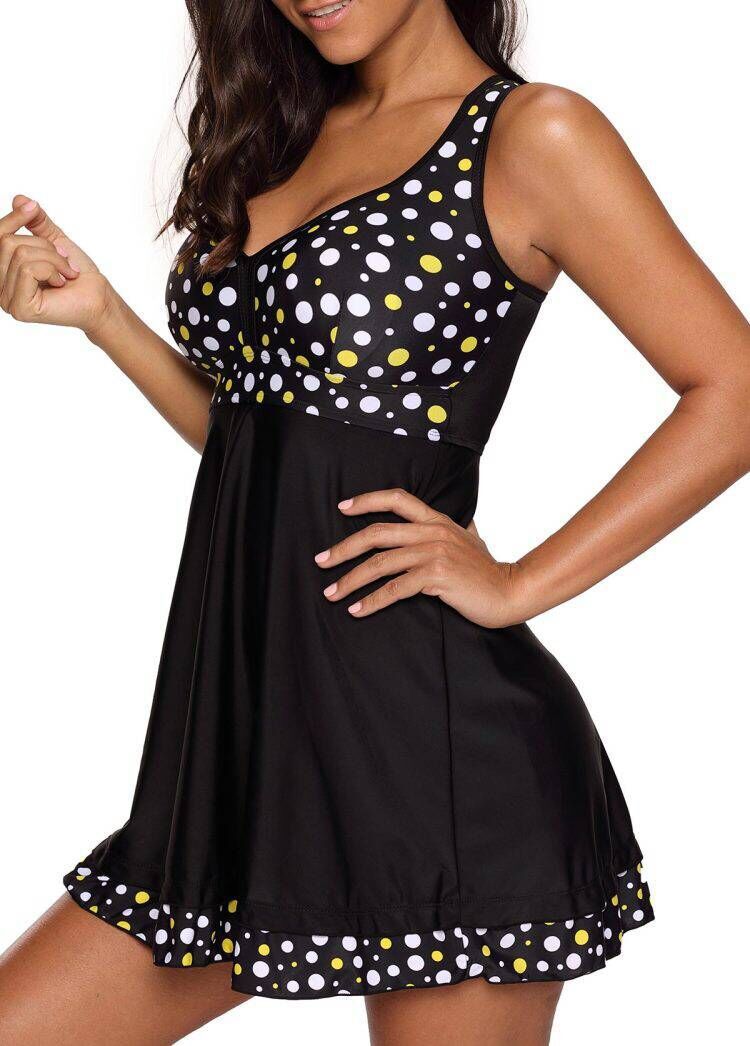 Dame Tankini med elegant flæse og integrerede shorts Skovae