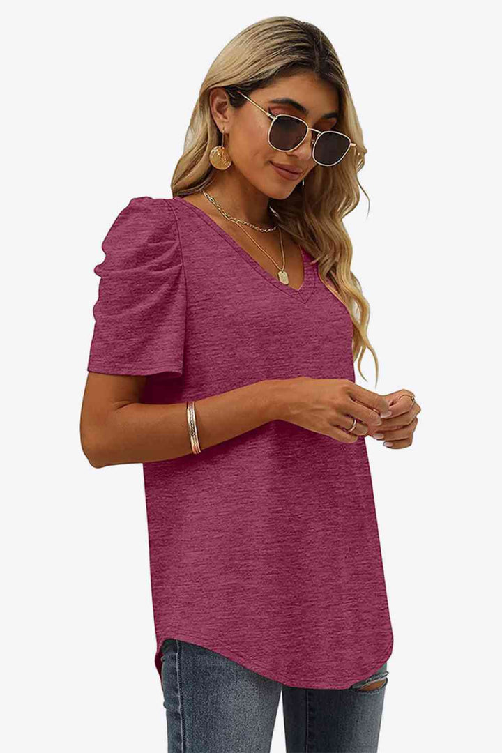 Stilla | Hals Puff Ermel T-shirt