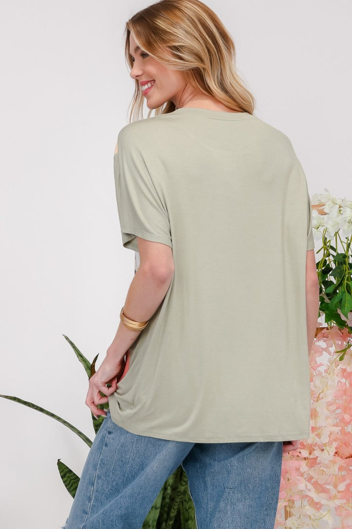 Stilla | Full Size Leopard Farveblok T-Shirt