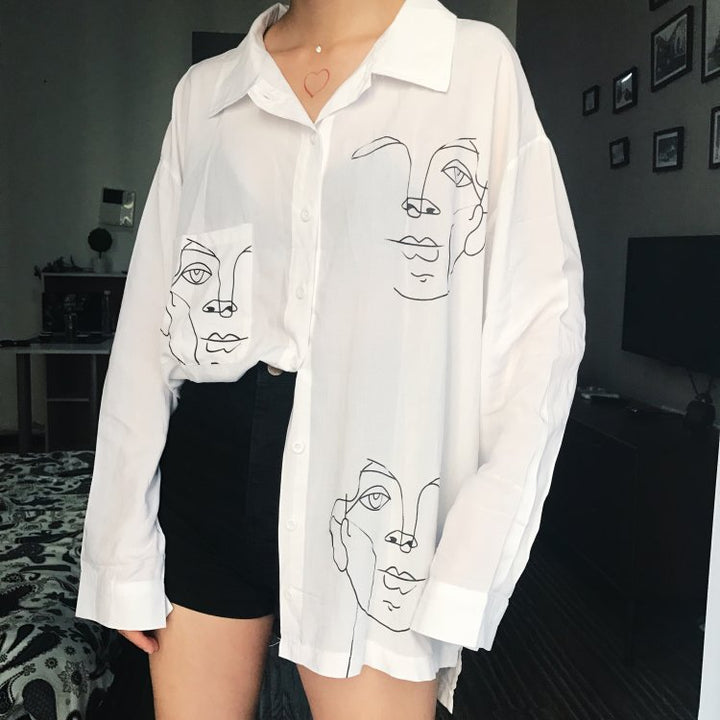 Dame kunstfærdigt designet langærmet bluse Stilla