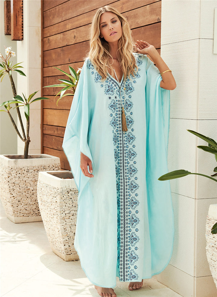 Dame elegant Kaftankjole med håndbroderet design Stilla