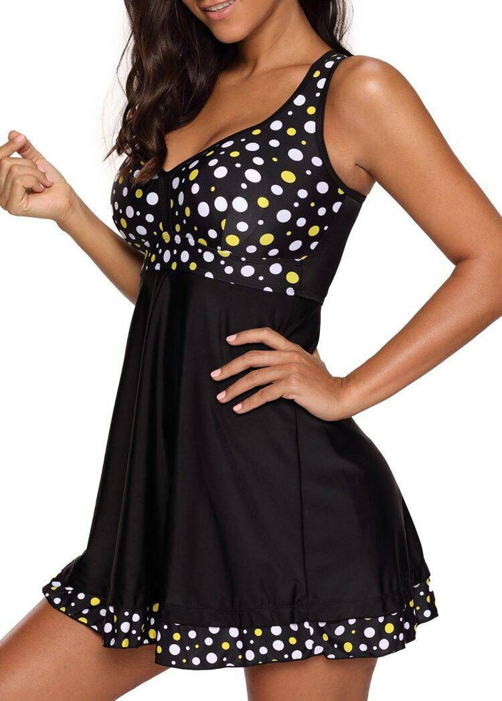 Dame Tankini med elegant flæse og integrerede shorts Skovae
