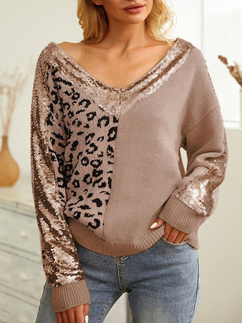 Stilla | Paillet V-hals Langærmet Sweater