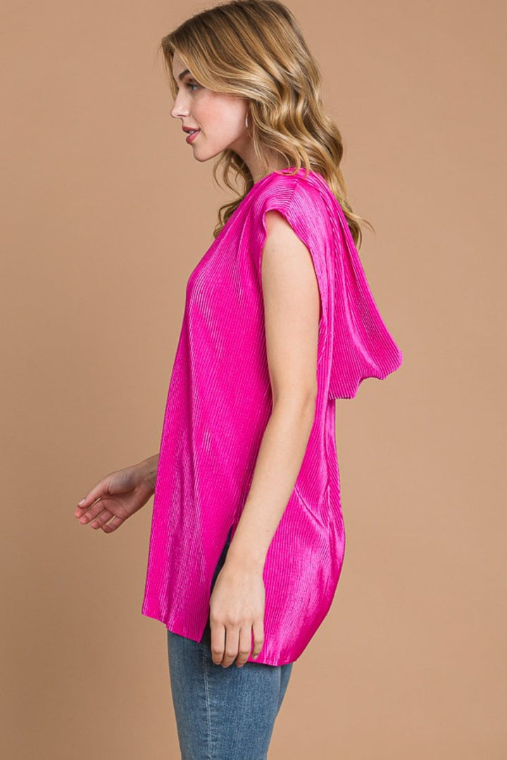 Stilla | Code Split Cap Sleeve Hooded Top