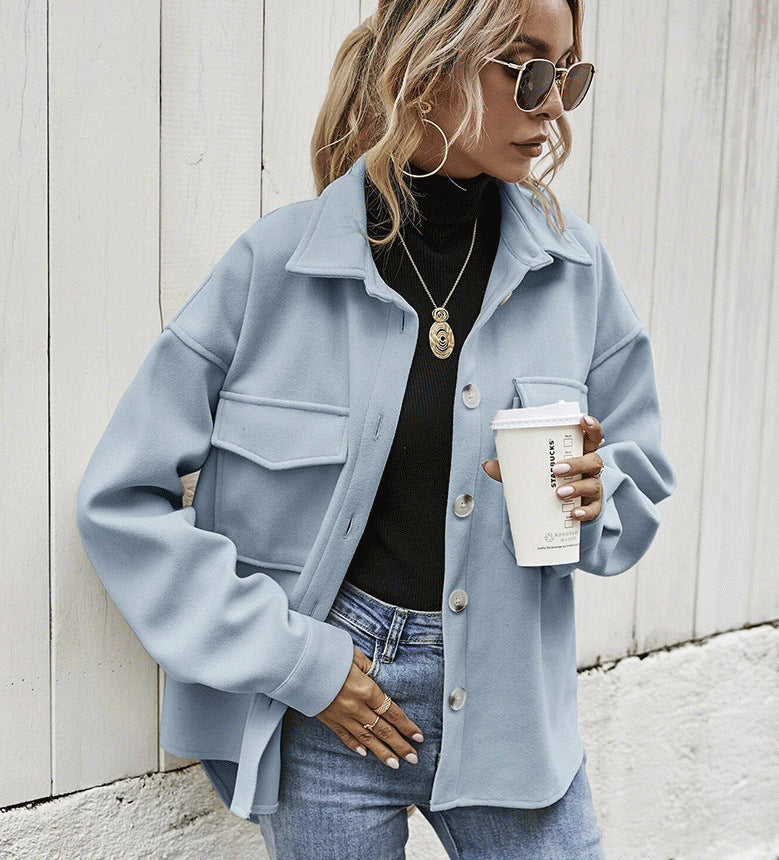 Stilla | Jakke Oversized Fit Blød Tekstureret Kvalitet Knaplukning Store Lommer