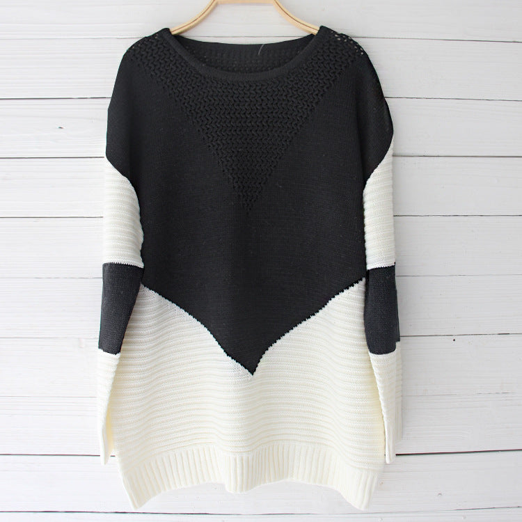 Dame strik pullover med moderne zigzag mønster og strukturerede ærmer Stilla