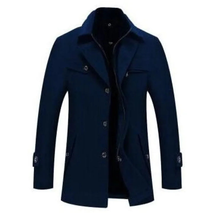 Stilla | Lang uldfrakke med dobbelt lynlås til herrer Ideel til vinteren
