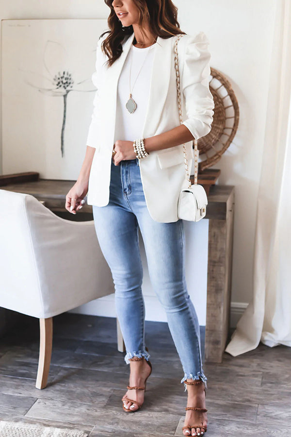 Stilla | Bubble Sleeve Åben Front Blazer