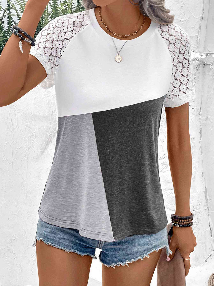 Stilla | Block Raglan Ærme Rund Hals T-shirt