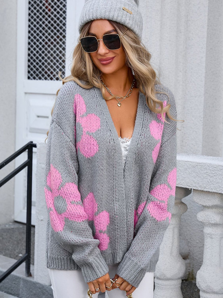 Stilla | Wings Flower Åben Front Langærmet Cardigan