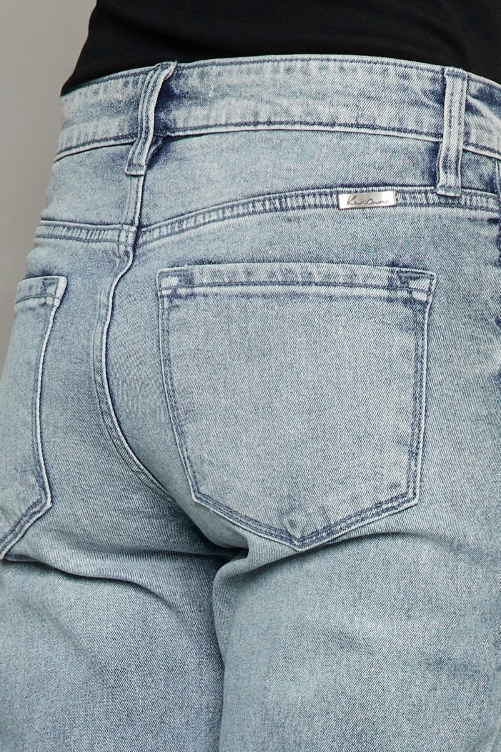 Stilla | Høj Talje Knap Lukning Rå Kant Cropped Straight Jeans