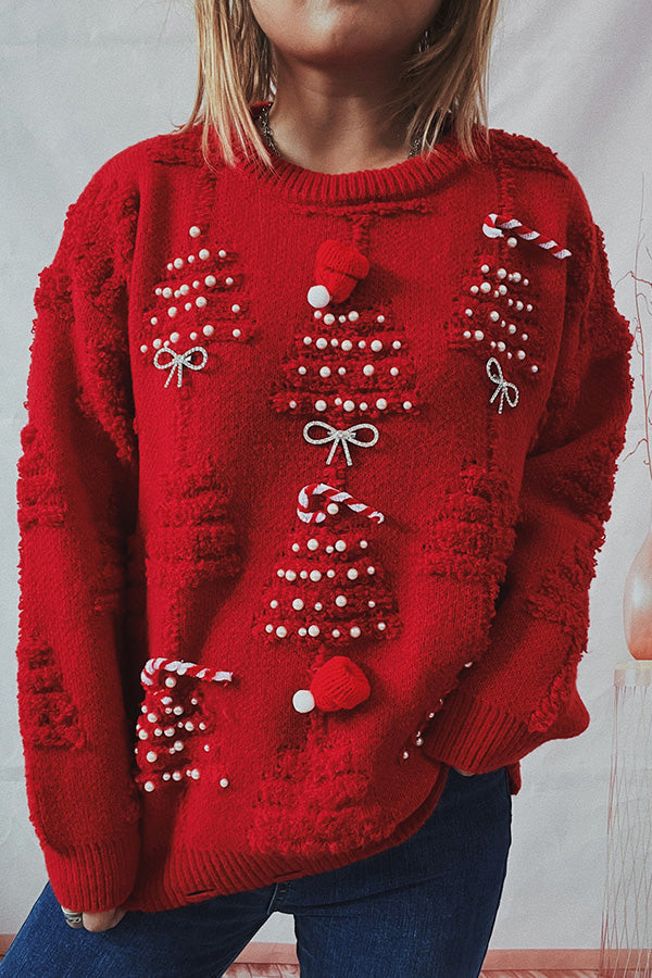 Stilla | Håndlavet perle-juletema-sweater tredimensionel dekorativ sweater