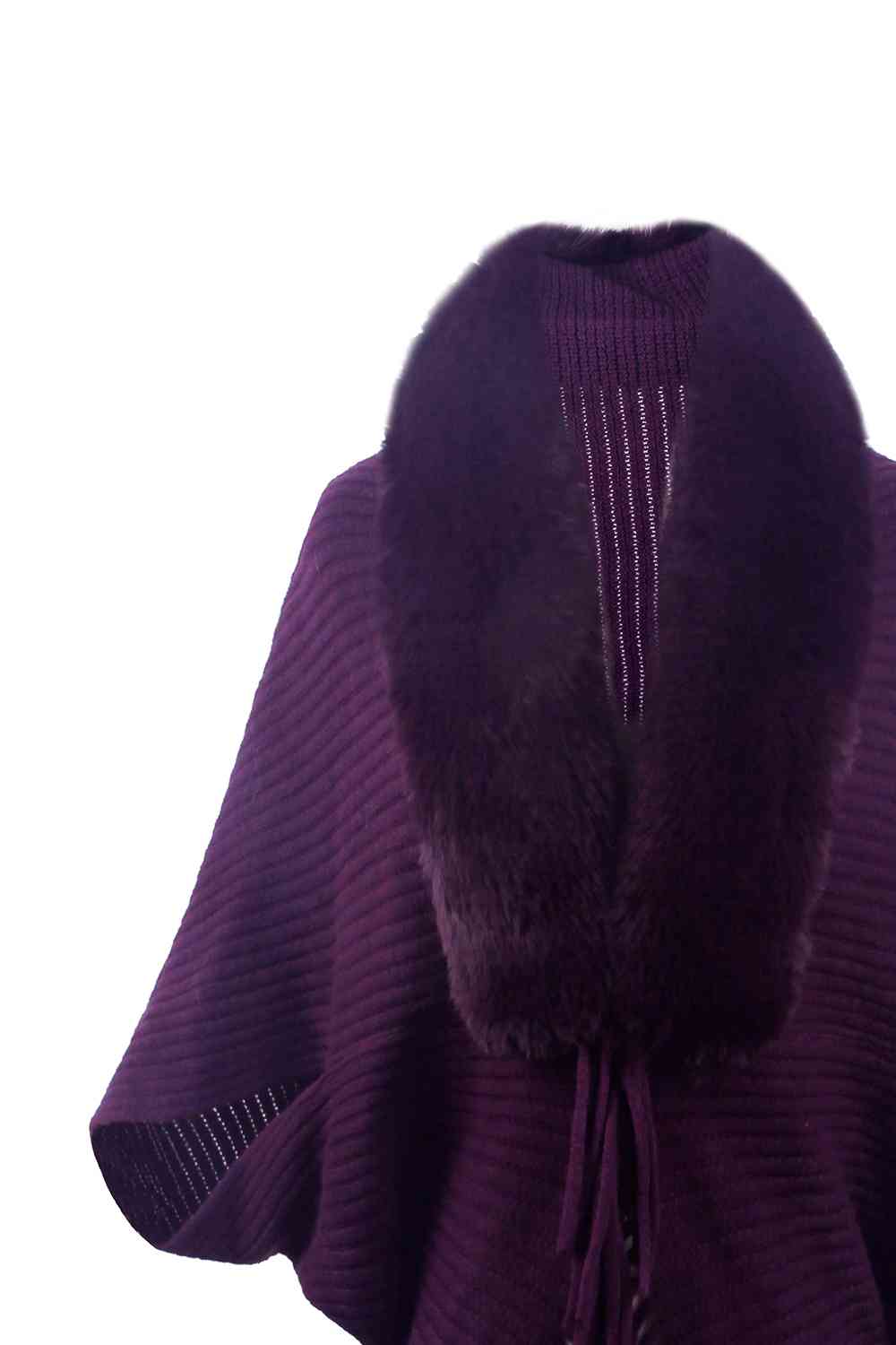 Stilla | Detaljeret Langærmet Ribbet Poncho