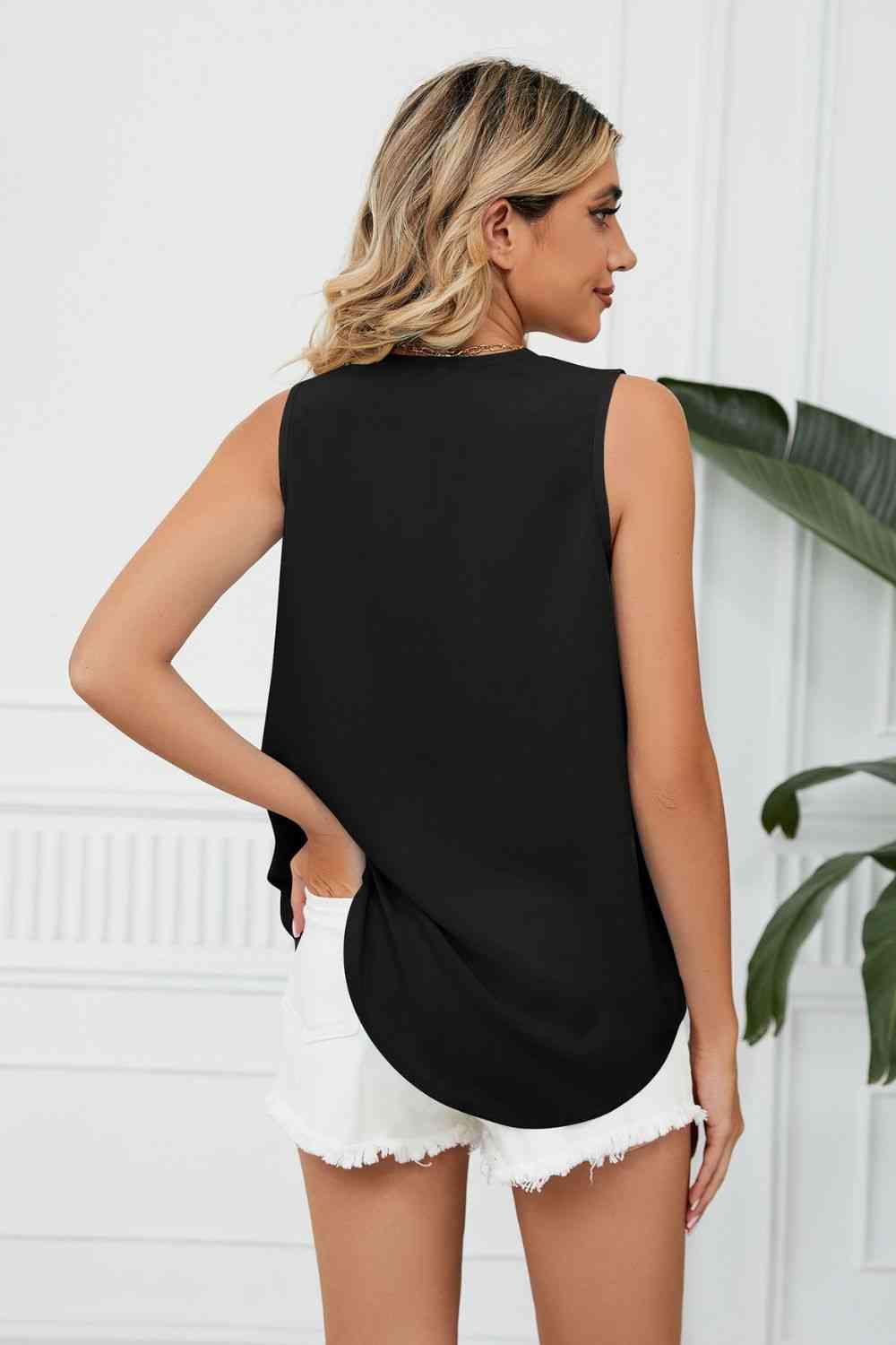 Stilla | Trim Dyb U-hals Ærmeløs Bluse