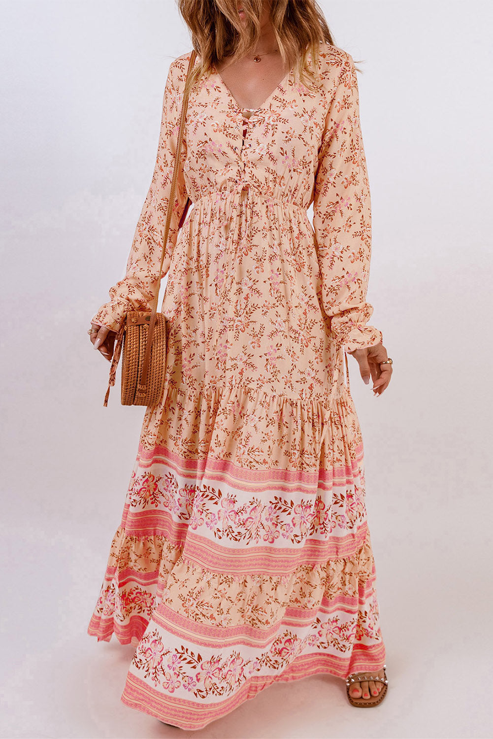 Stilla | Lace-Up Langærmet Maxi Kjole