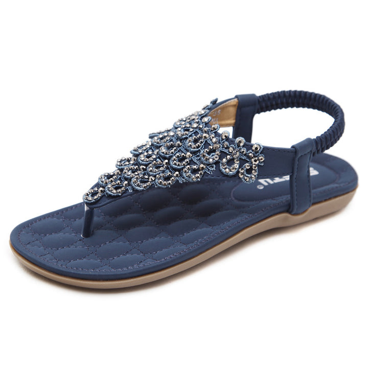 Dame Komfortable Tåsplit Sandaler med elegante Smykkedetaljer og skridsikker Såle Stilla