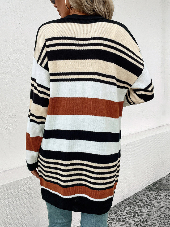 Stilla | Stribet Åben Front Drop Shoulder Cardigan