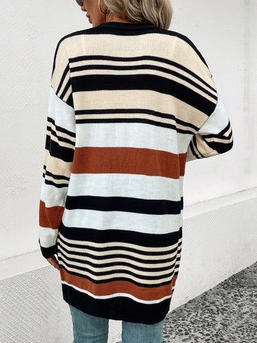 Stilla | Stribet Åben Front Drop Shoulder Cardigan