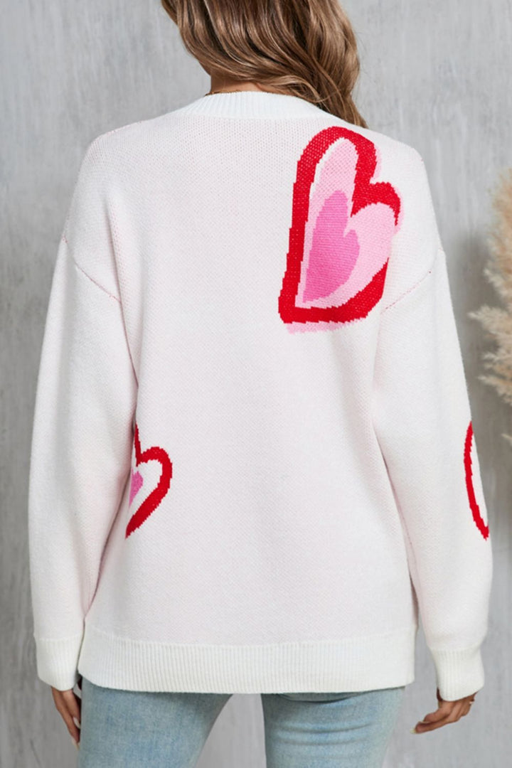 Stilla | Rundhals Sweater Med Lange Ærmer i Hjerteform