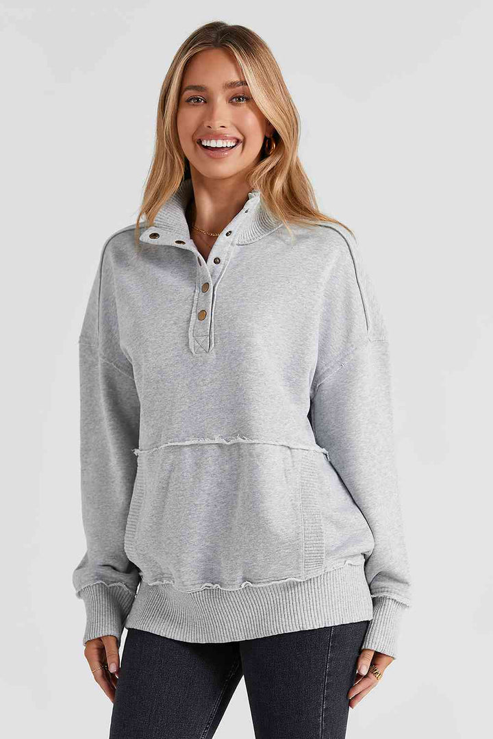 Stilla | Snap Drop Shoulder Langærmet Sweatshirt