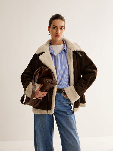 Stilla | Vintage Brown Fleece-Foret Jakke med En Afslappet Fit