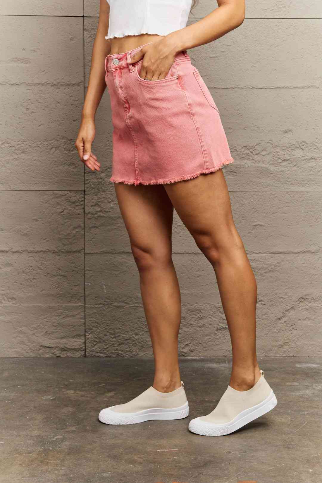 Stilla | 90'ers Vibe Acid Wash Flæset Kant Nederdel