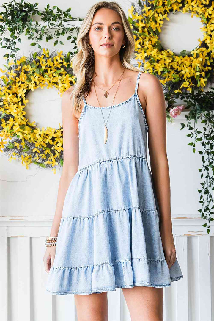 Stilla | Strop Tiered Denim Kjole