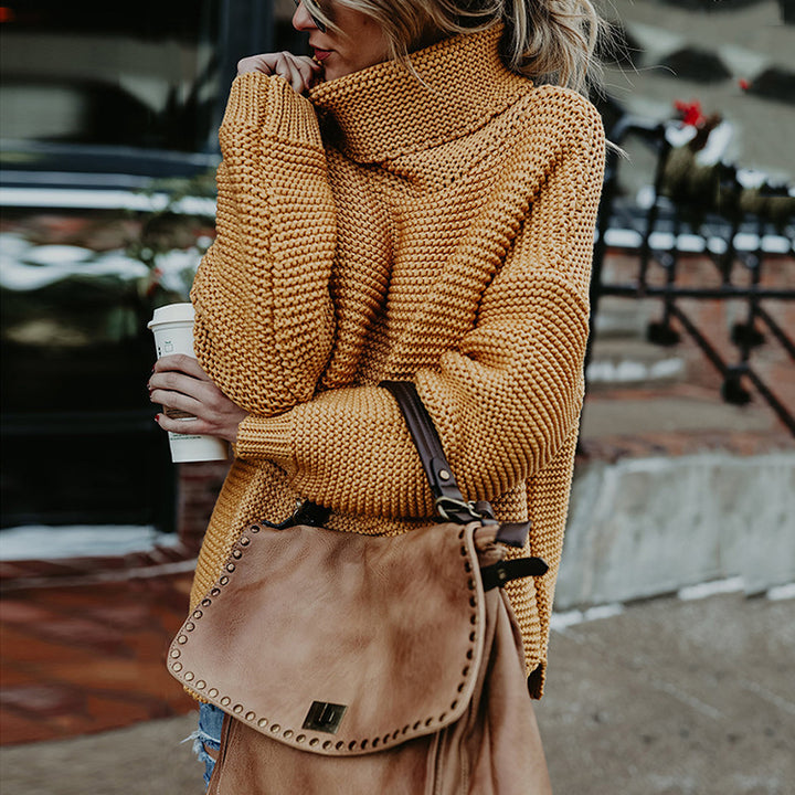 Kvinders hyggelige turtleneck sweater med tekstureret stik Stilla