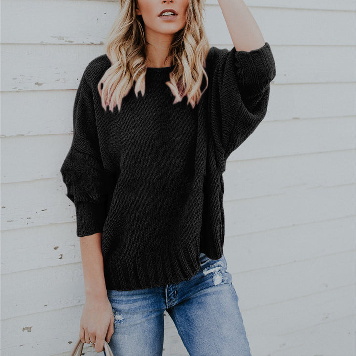 Kvindernes strikkede sweater med asymmetrisk rygdesign og brede ærmer Stilla
