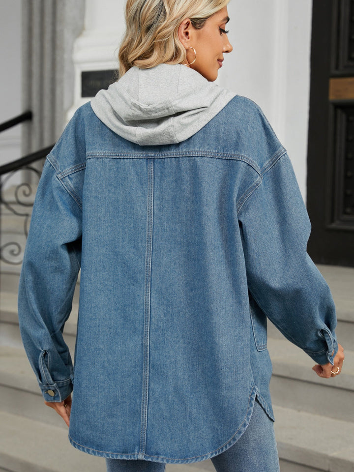 Stilla | Hoodie Knap Op Langærmet Denim Jakke